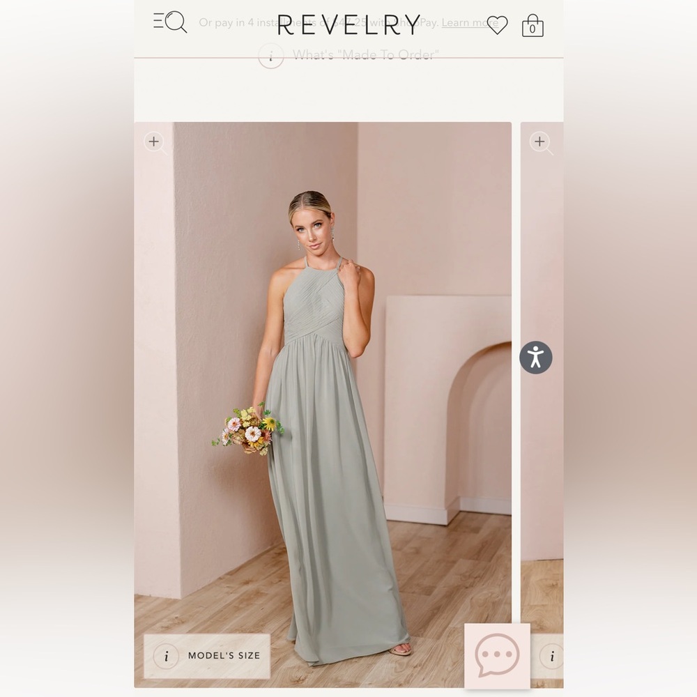 Revelry bridesmaids dress. Size 8. Silver sage. New with tags/ perfect condition